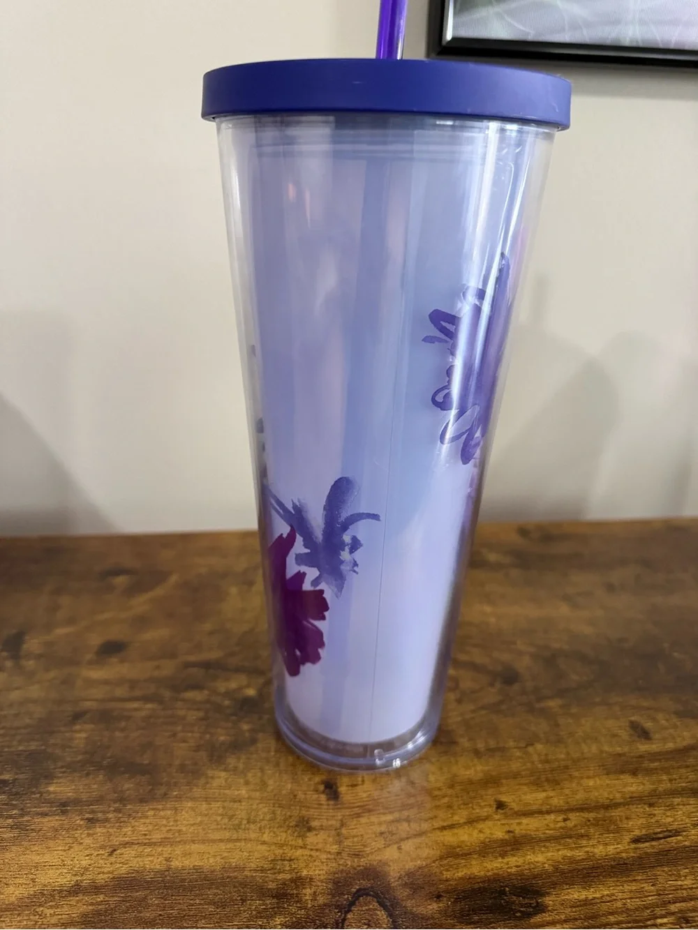 Starbucks 2016 Purple Lavender Watercolour Floral Tumbler Cold Cup Venti 24oz - Picture 3 of 7